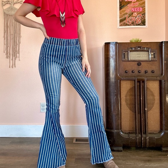 Free People Pants - Striped Bell Bottoms